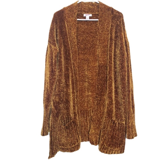 Arizona Jean Co Mustard Velvet Cardigan 